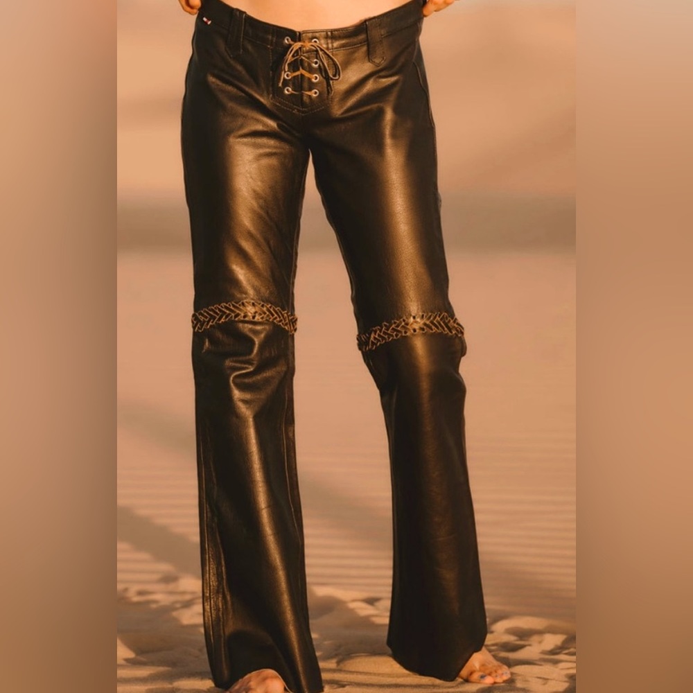 NWOT Y2K vintage leather lace up pants. Tommy Hilfiger.